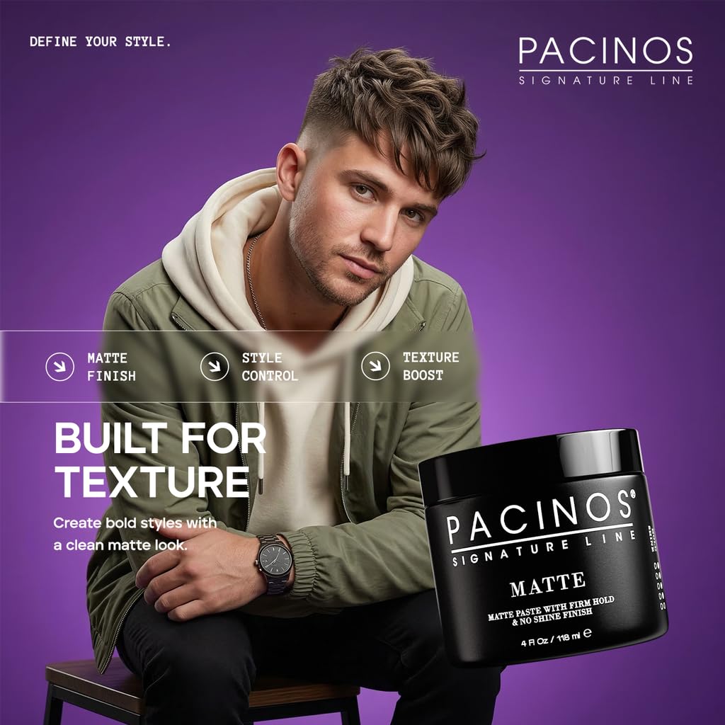 Medium-length hair styled with Pacinos paste adding visible volume and definition