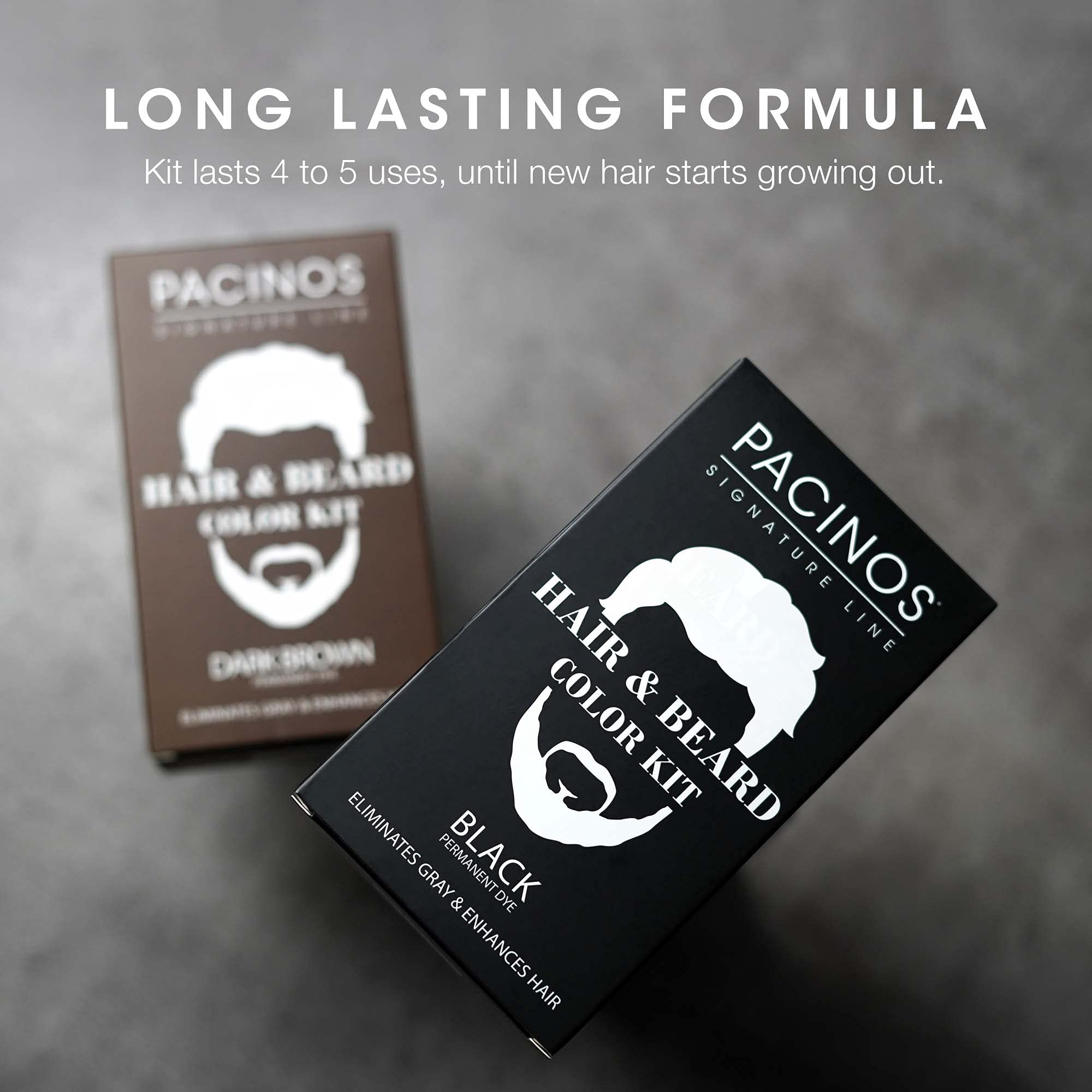 Pacinos texture of applied color on beard illustrating natural-looking coverage