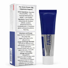 PAIR acne cream front packaging showing tube and branding benefit clear treatment