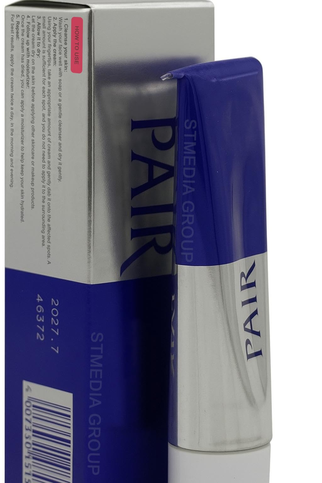 Pair Acne Cream front tube showing compact travel-friendly packaging and clear benefits
