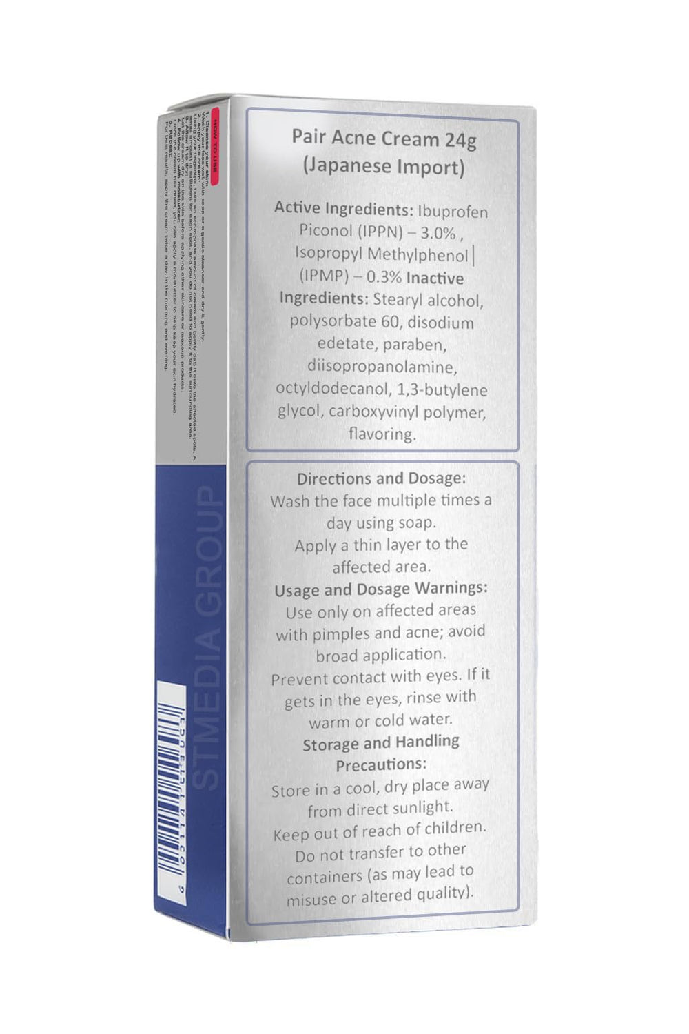 Pair Acne Cream in use on a blemish illustrating targeted application and reduced redness
