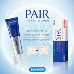 PAIR acne cream tube close-up showing nozzle and compact design for precision