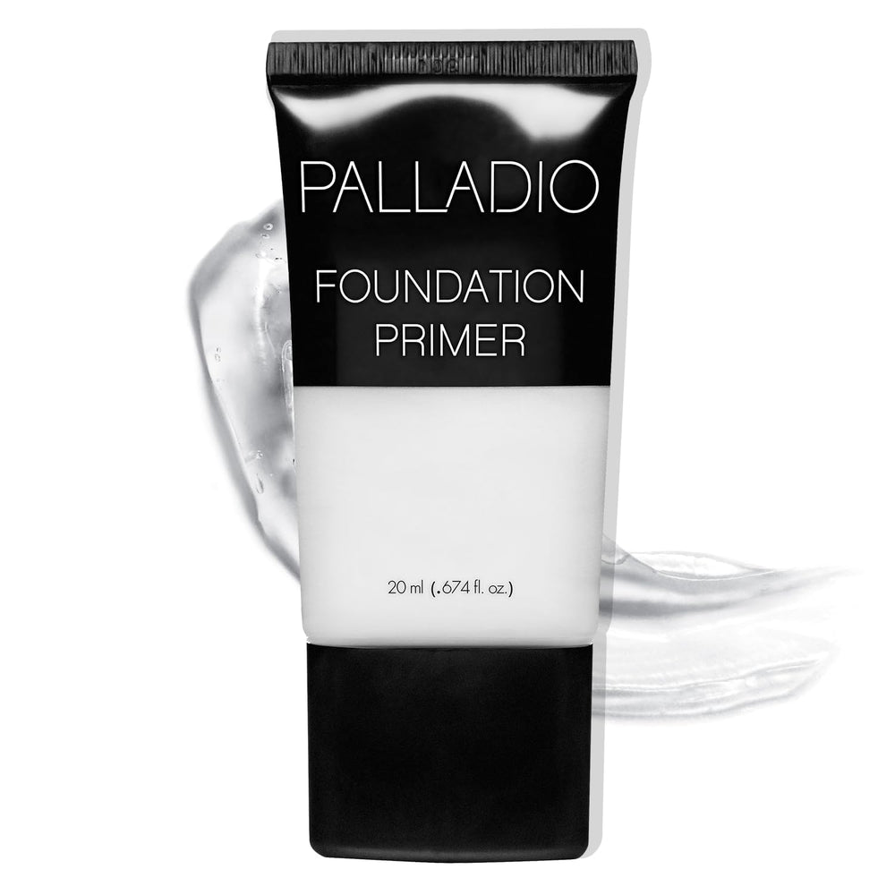 Palladio front bottle view showing clear primer and sleek packaging benefit smooth application