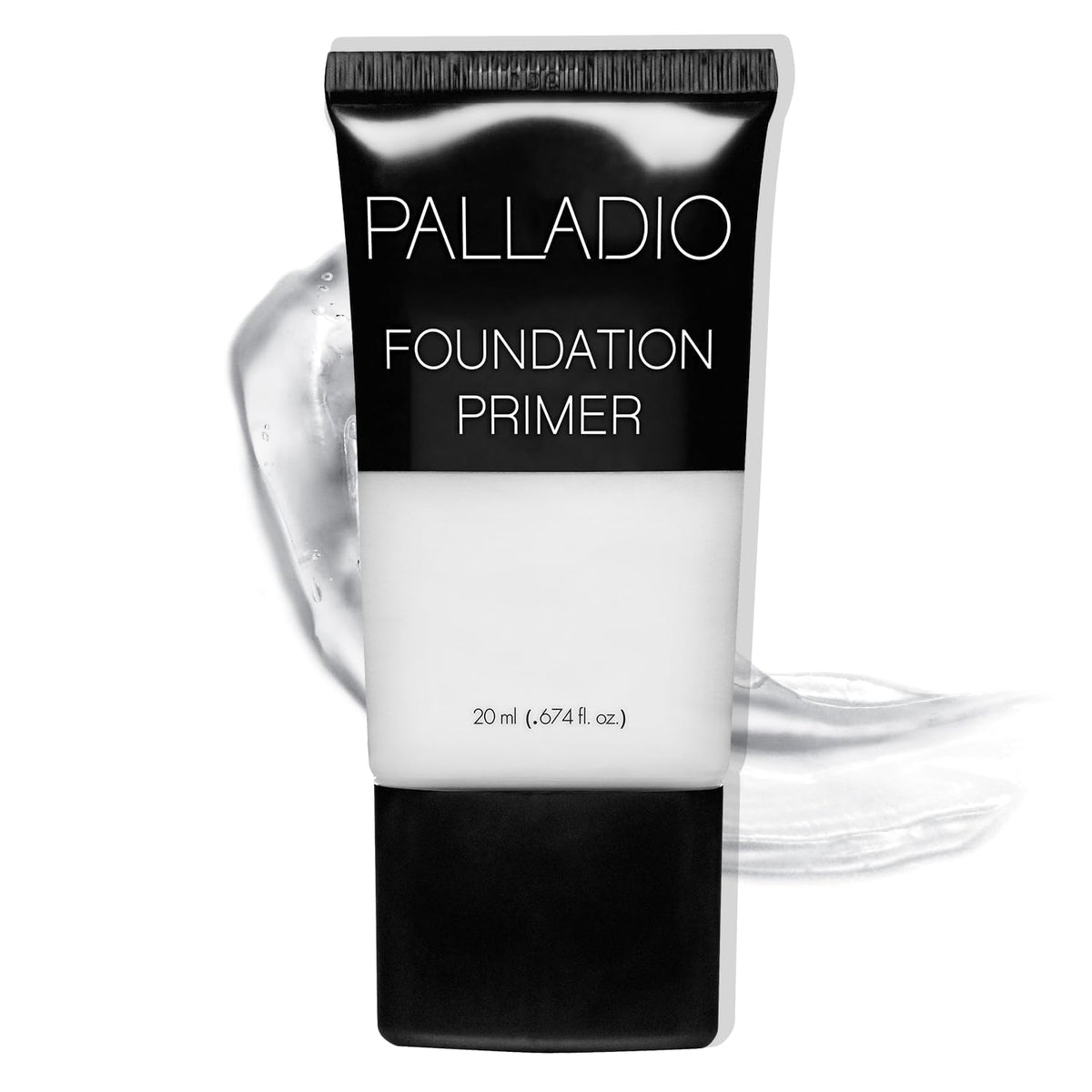 Palladio front bottle view showing clear primer and sleek packaging benefit smooth application