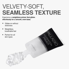Palladio primer dispensing a pea-sized amount from pump for controlled application benefit