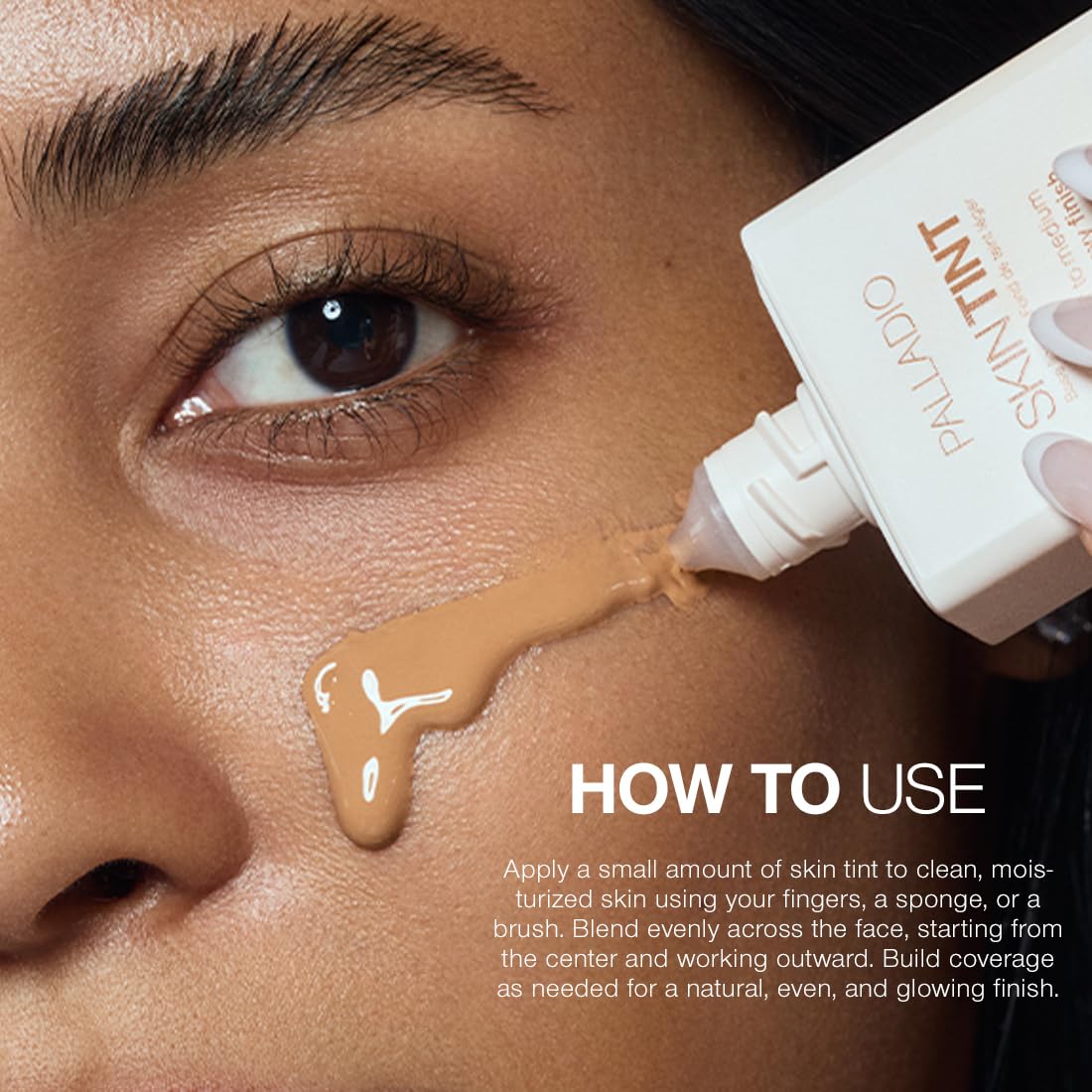 Palladio application with fingers demonstrating easy, blendable finish