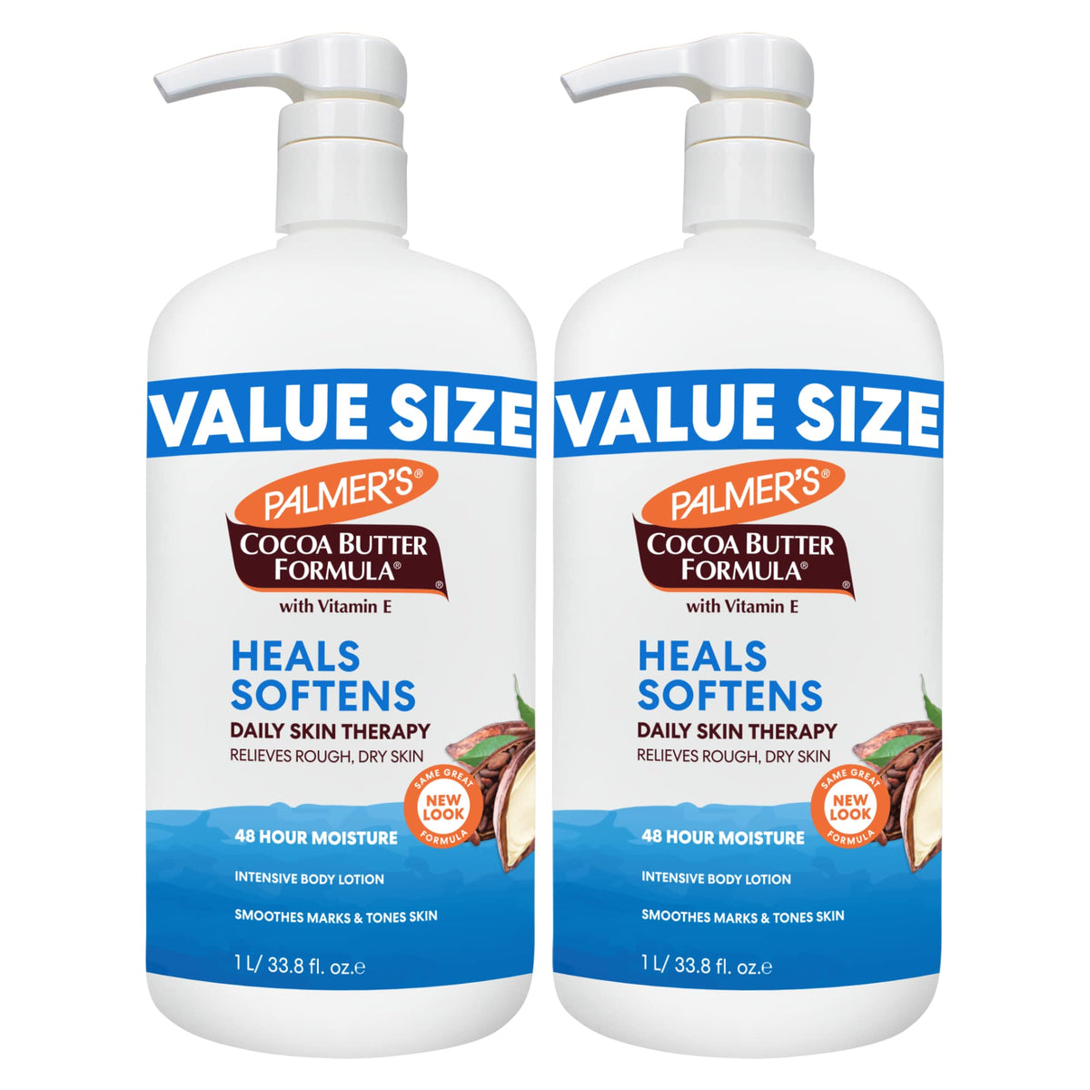 Palmer's front pump bottle showing convenient dispensing and quick moisturization