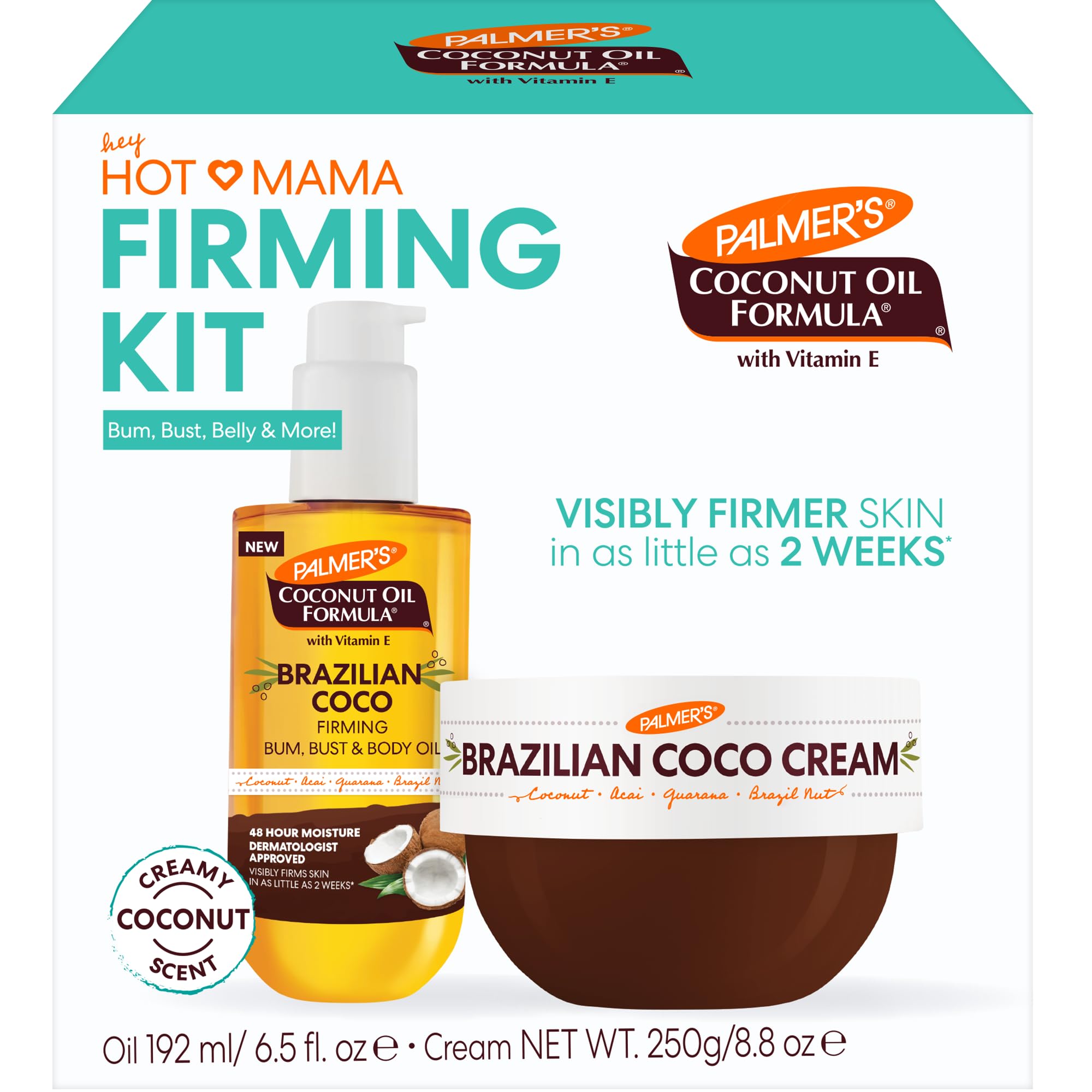 Palmer's Hot Mama front packaging showing the firming kit benefits
