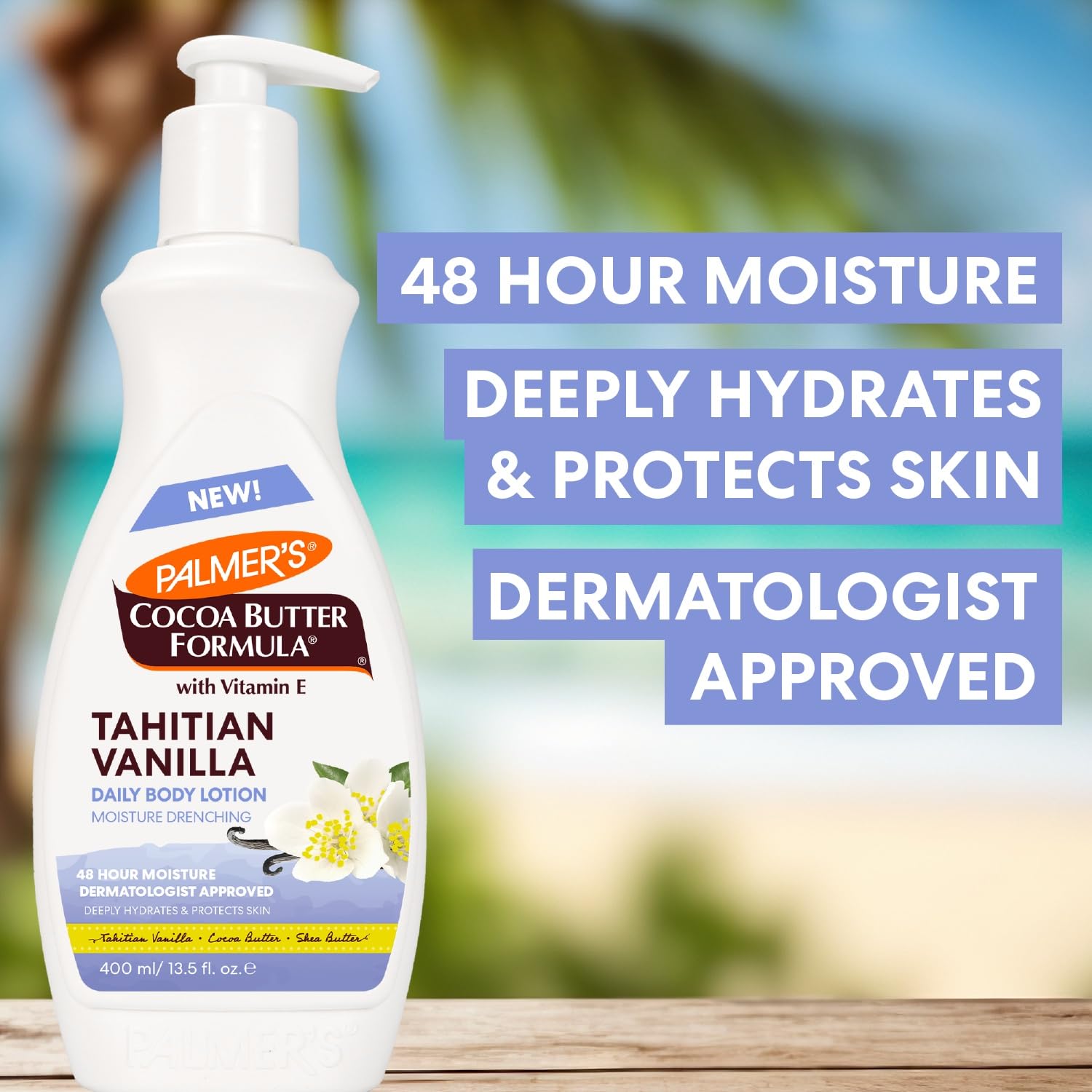 Palmer's Tahitian Vanilla body oil bottle highlighting nourishing sheen