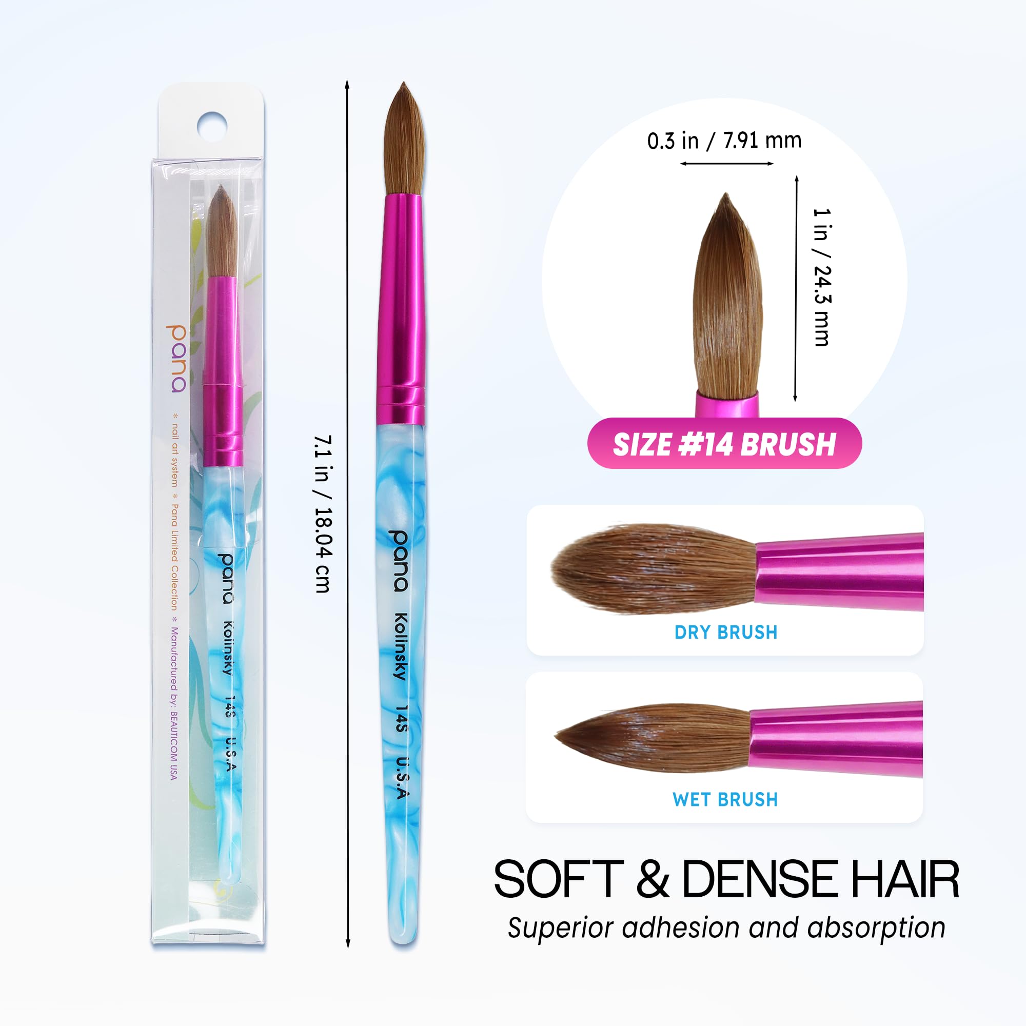 PANA brush pink metal ferrule close-up showing secure hair anchoring and durability