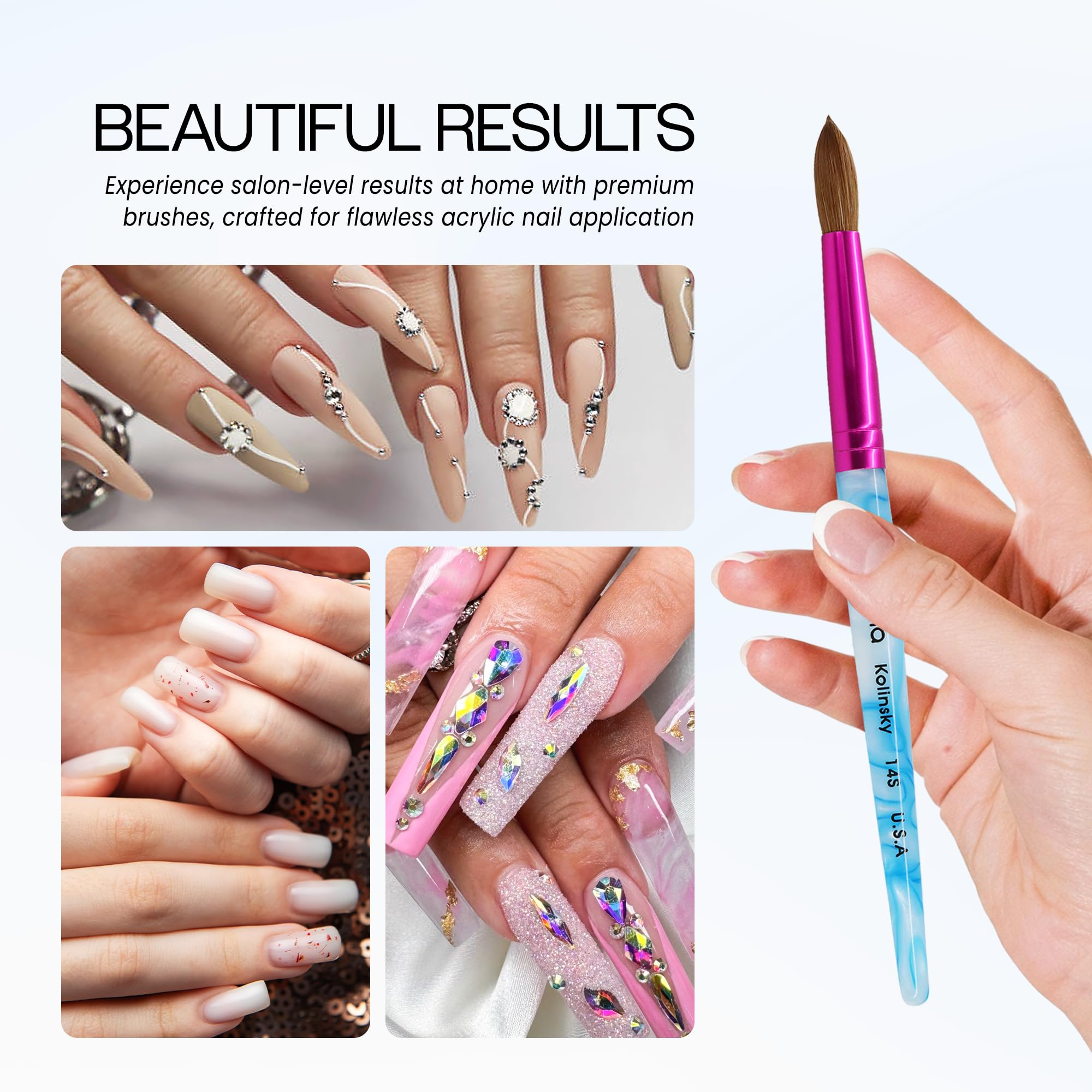 PANA brush applying acrylic on a nail demonstrating smooth, even product placement