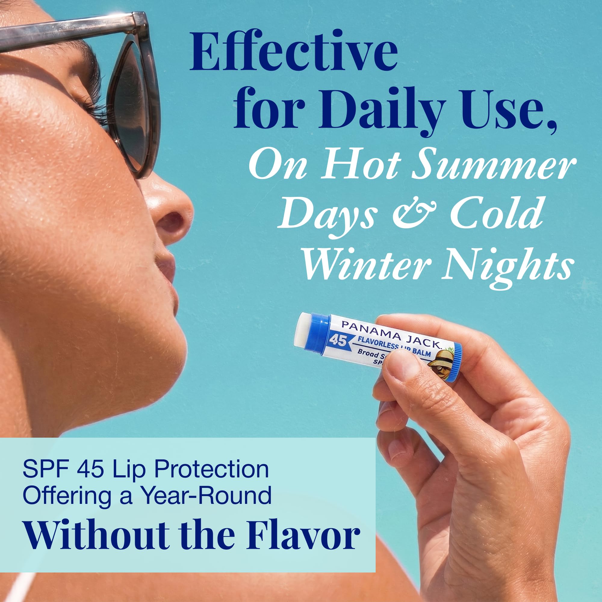 Panama Jack lip balm being applied to lips demonstrating sun protection benefit