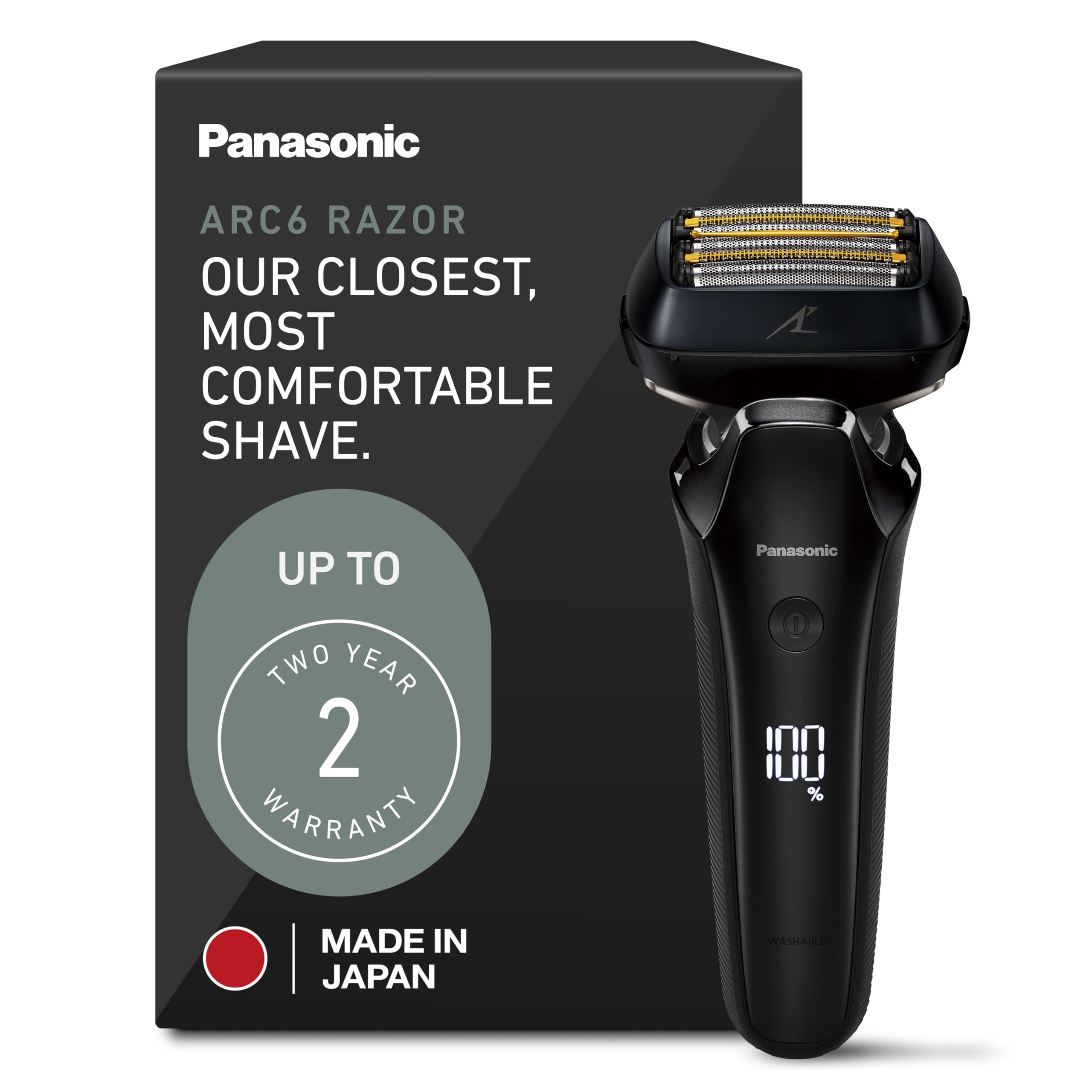 Panasonic ARC6 front view showing foil shaver and ergonomic grip for comfortable control