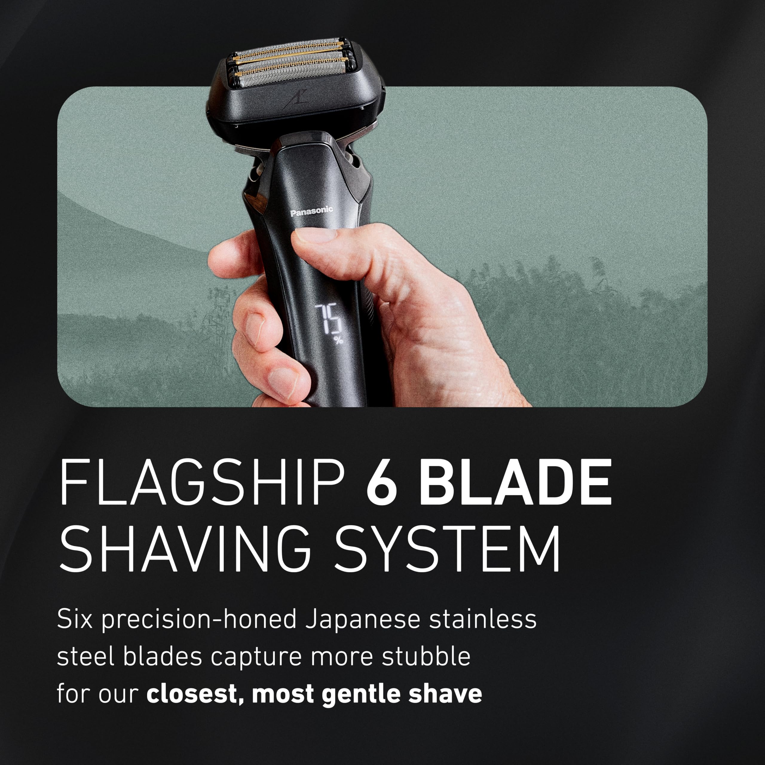 Panasonic ARC6 six-blade foil assembly demonstrating layered cutting efficiency