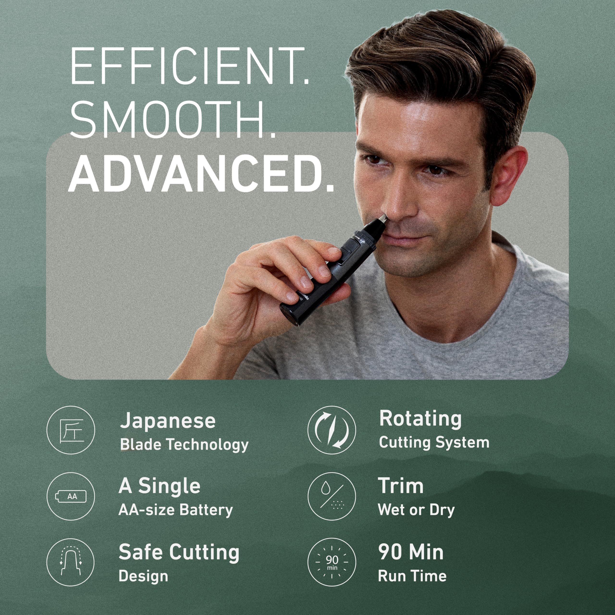 Panasonic close-up of dual-edge blades demonstrating precise, comfortable cutting