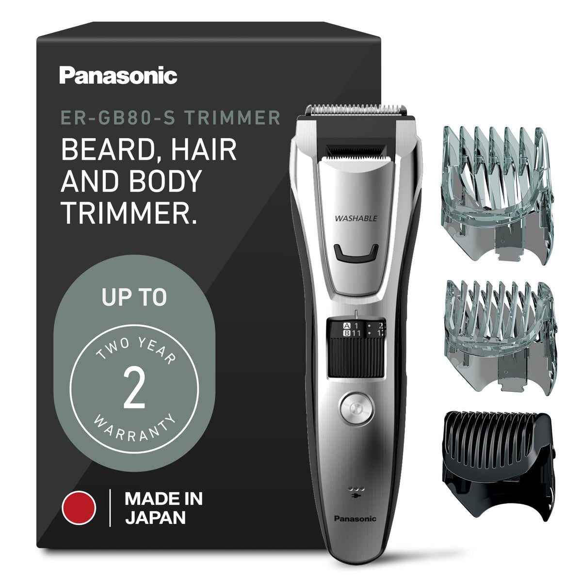 Panasonic ER-GB80 front view showing compact groomer and controls for easy handling