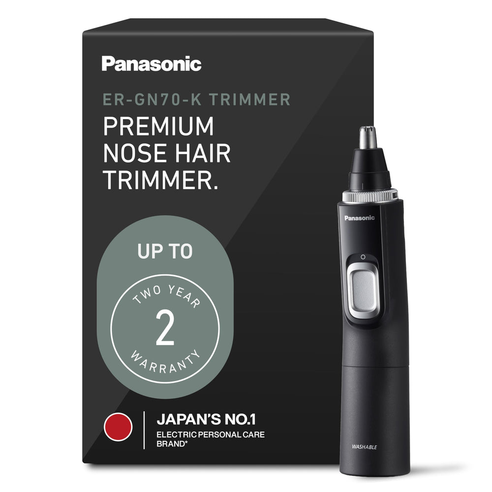 Panasonic ER-GN70-K front view showing sleek profile and controls, for precise grooming
