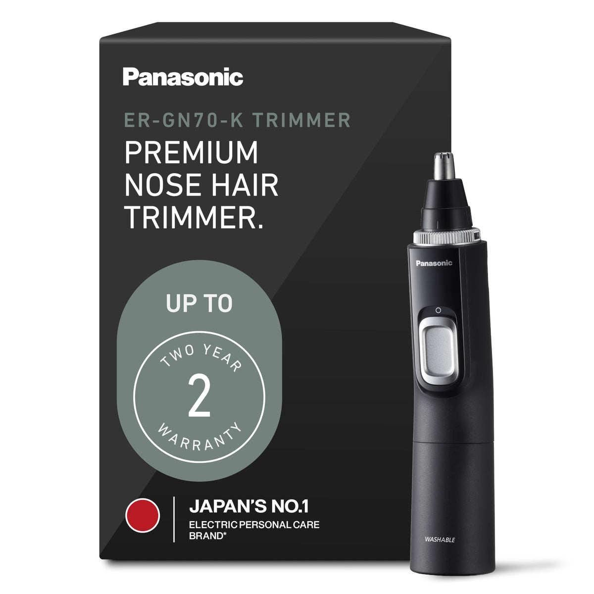 Panasonic ER-GN70-K front view showing sleek profile and controls, for precise grooming