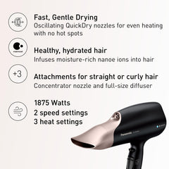 Panasonic nanoe oscillating nozzle closeup highlighting even airflow benefits