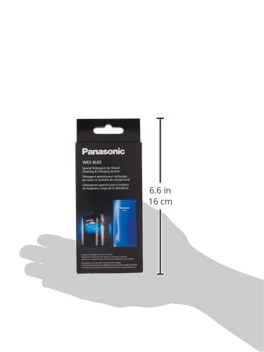 Three Panasonic WES4L03 packs next to a ruler for scale to show pack size and long-lasting supply