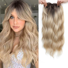 PANEWAY front view ombre blonde topper showing natural blending benefit