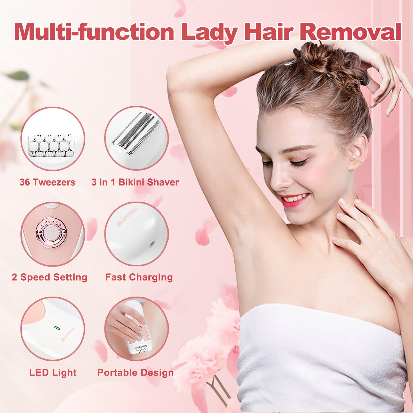 Panid close-up of epilator head showing tweezing discs for precise hair removal