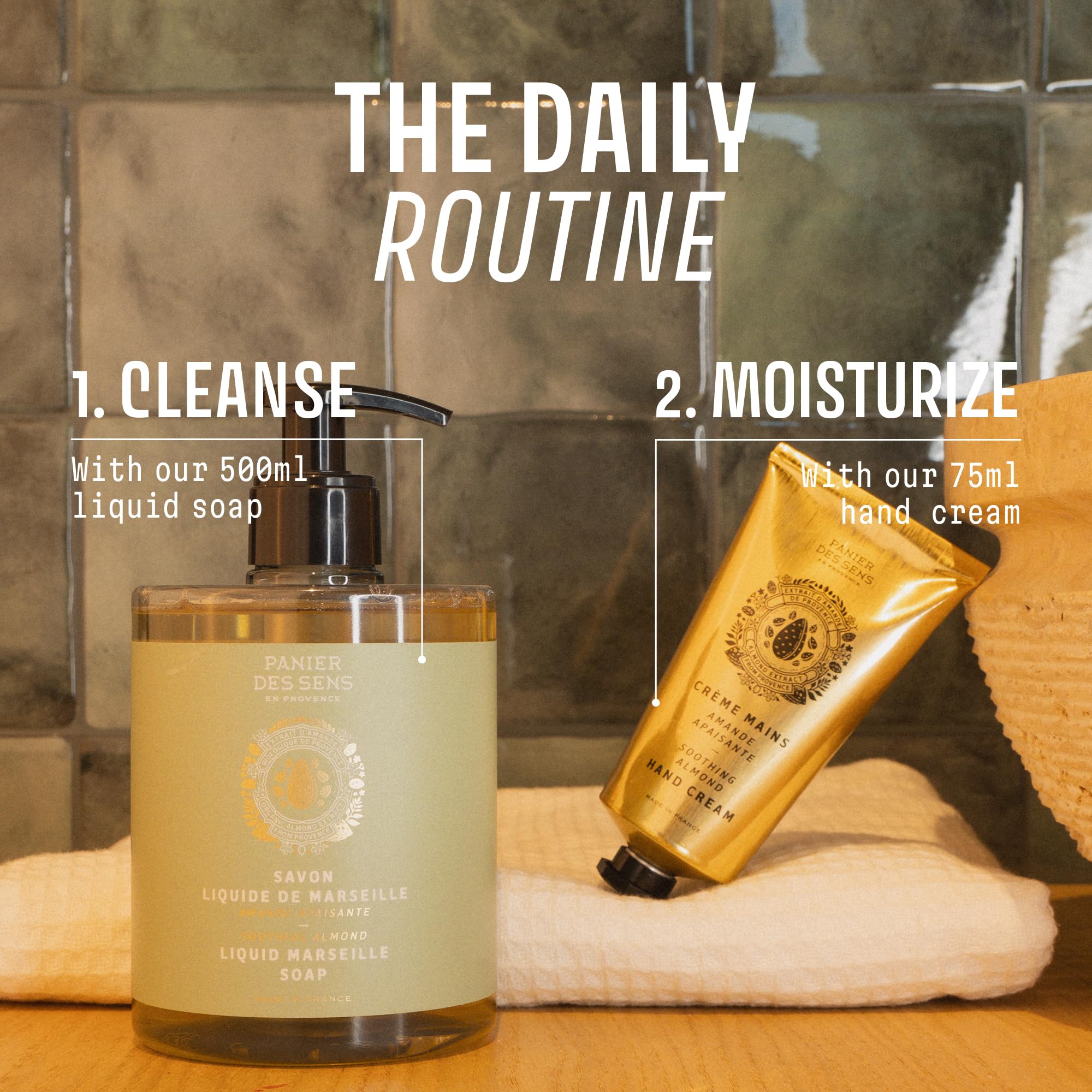Panier des Sens bottle on a bathroom counter conveying refined scent and decor benefit