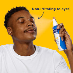 PanOxyl spray nozzle close-up demonstrating mist delivery for even coverage benefit