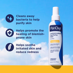 PanOxyl side label close-up highlighting ingredients and consumer reassurance benefit