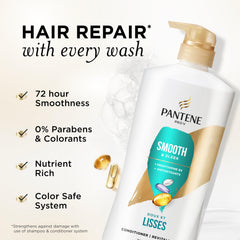 Pantene close-up label on 25.1 oz bottle highlighting formula