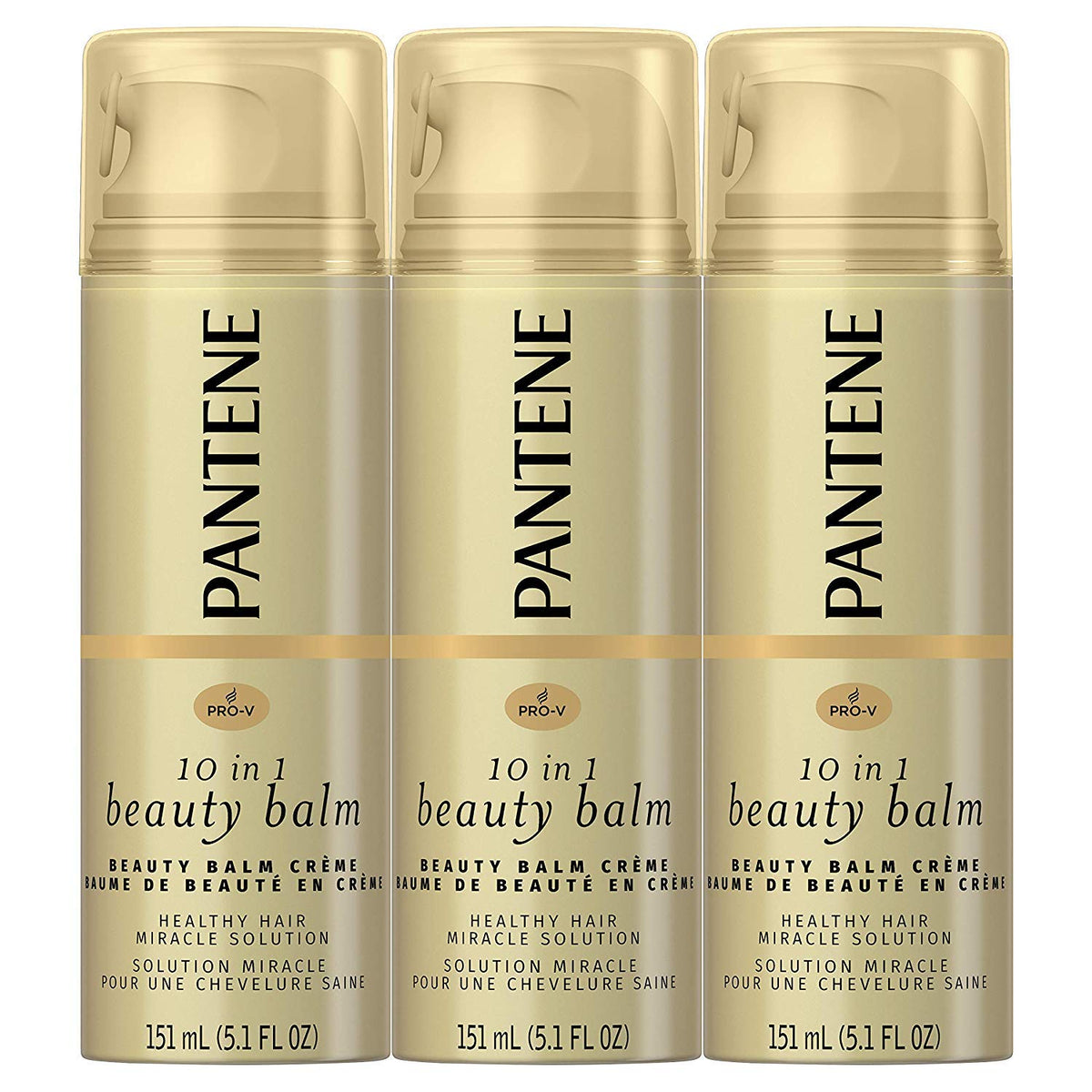 Pantene beauty balm front packaging showing label and volume, adds shine and manageability