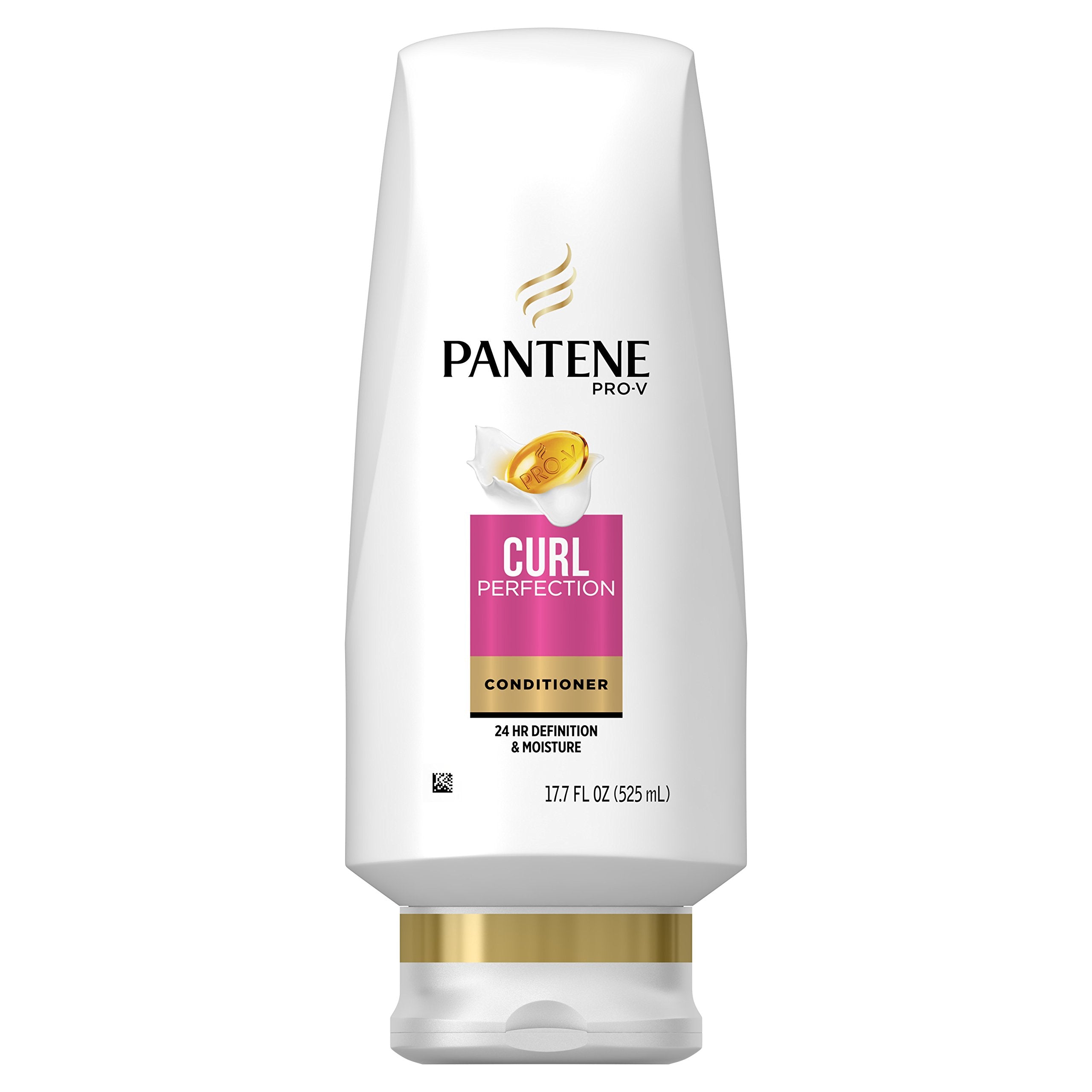 Pantene bottle front label showing Curl Perfection and benefits