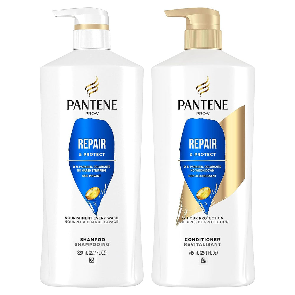 Pantene front packaging showing Repair & Protect set and clear benefits