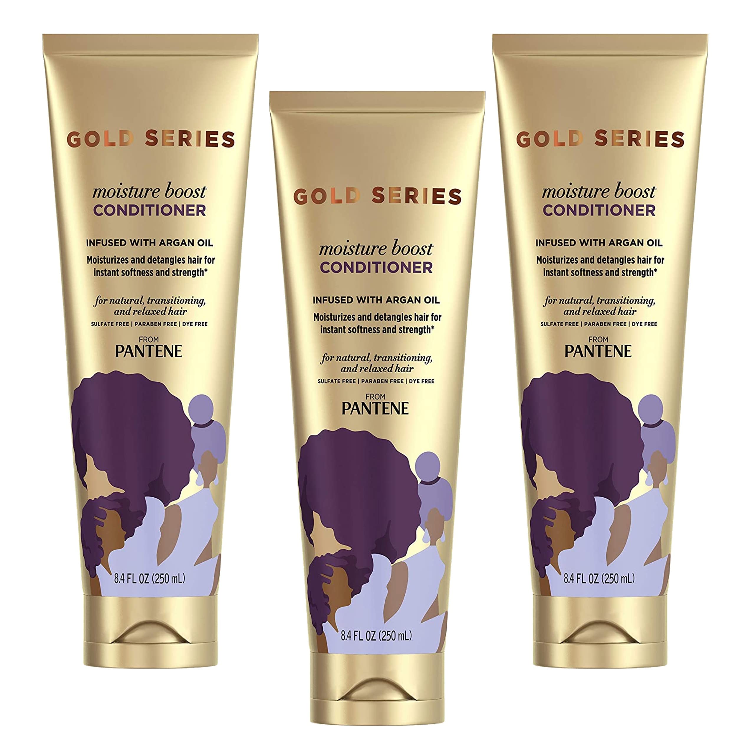 Pantene Gold Series front packaging showing bottle and label, highlights hydration benefit