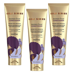 Pantene Gold Series front packaging showing bottle and label, highlights hydration benefit