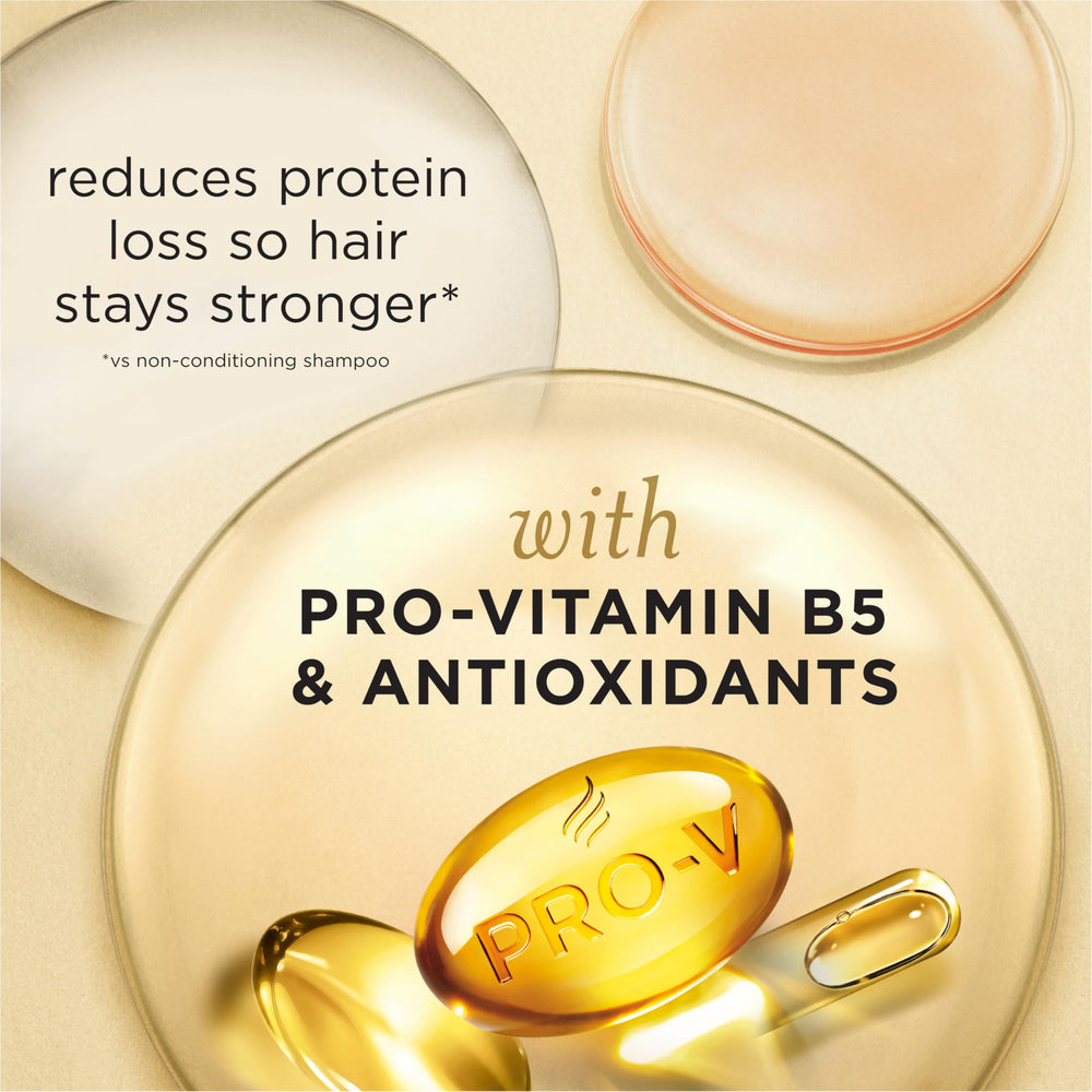 Pantene ingredient label showing Pro-V nutrients and antioxidant highlights