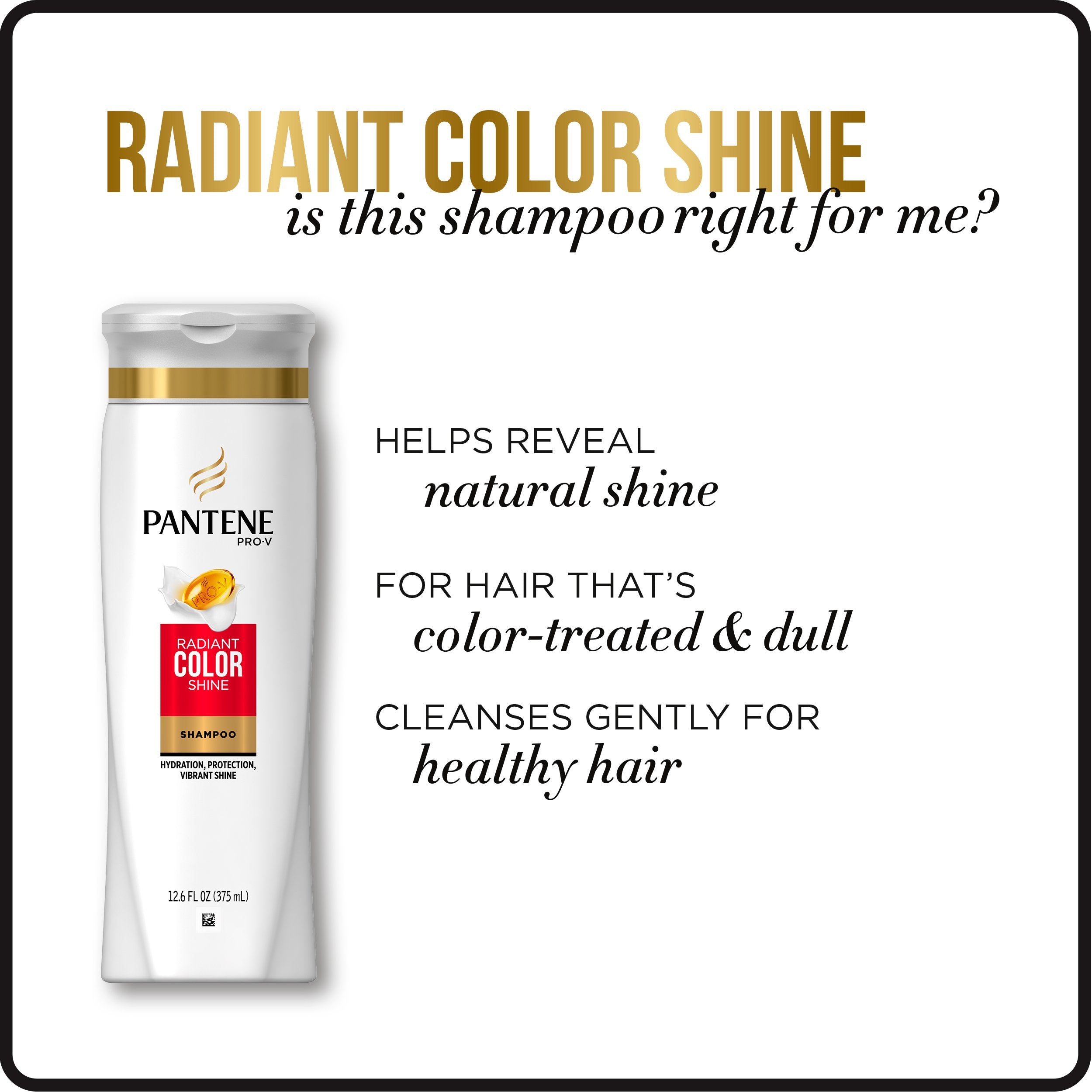 Pantene label ingredients closeup showing Pro-V nutrients and antioxidant support benefit