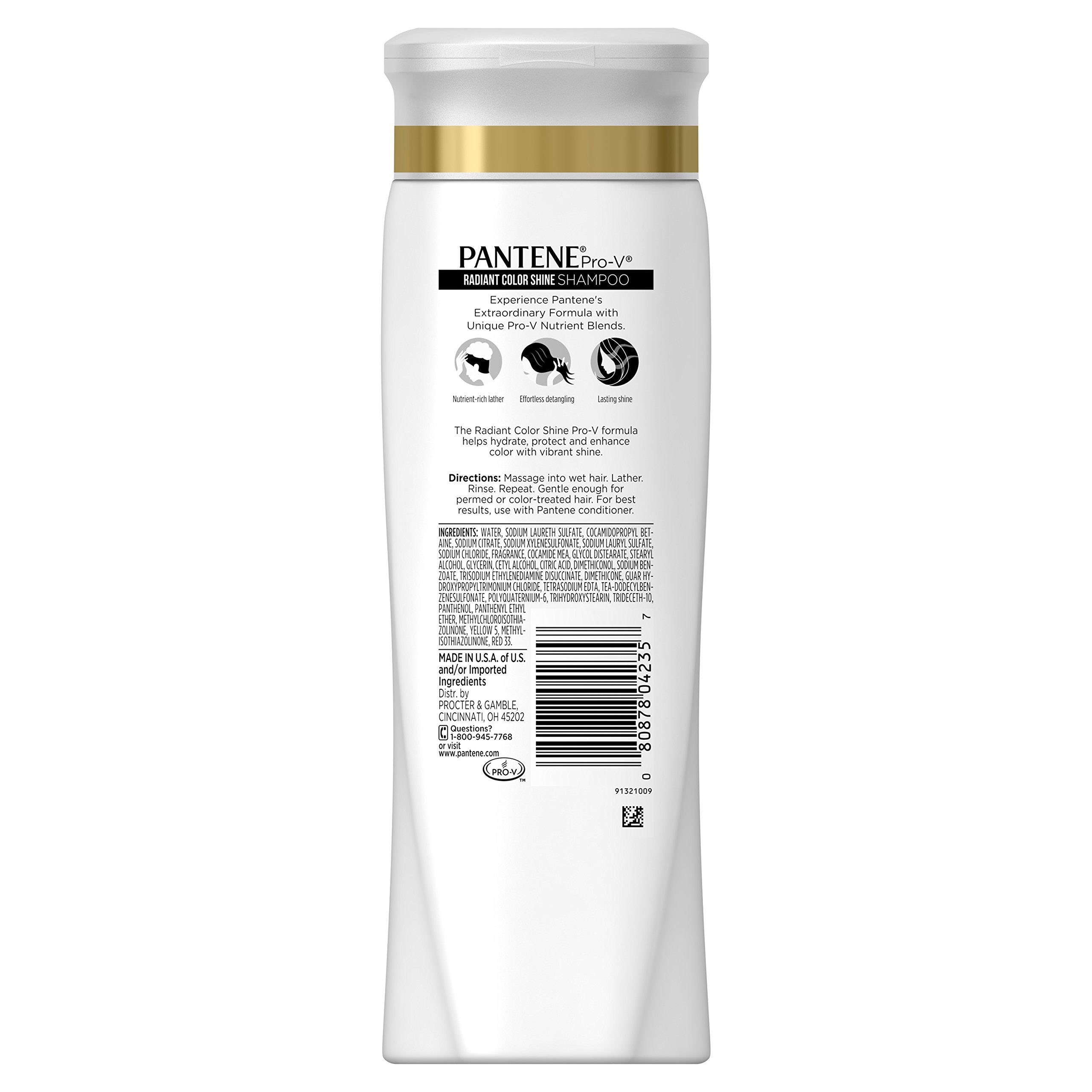 Pantene pump closeup highlighting easy dispensing and reduced product waste benefit
