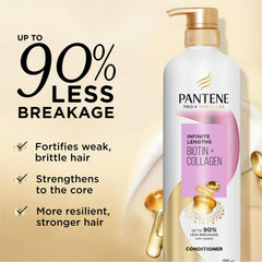 Pantene pump dispensing conditioner highlighting easy one-minute use