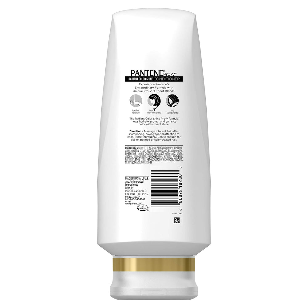 Pantene Radiant Color Shine back label highlighting ingredients and directions