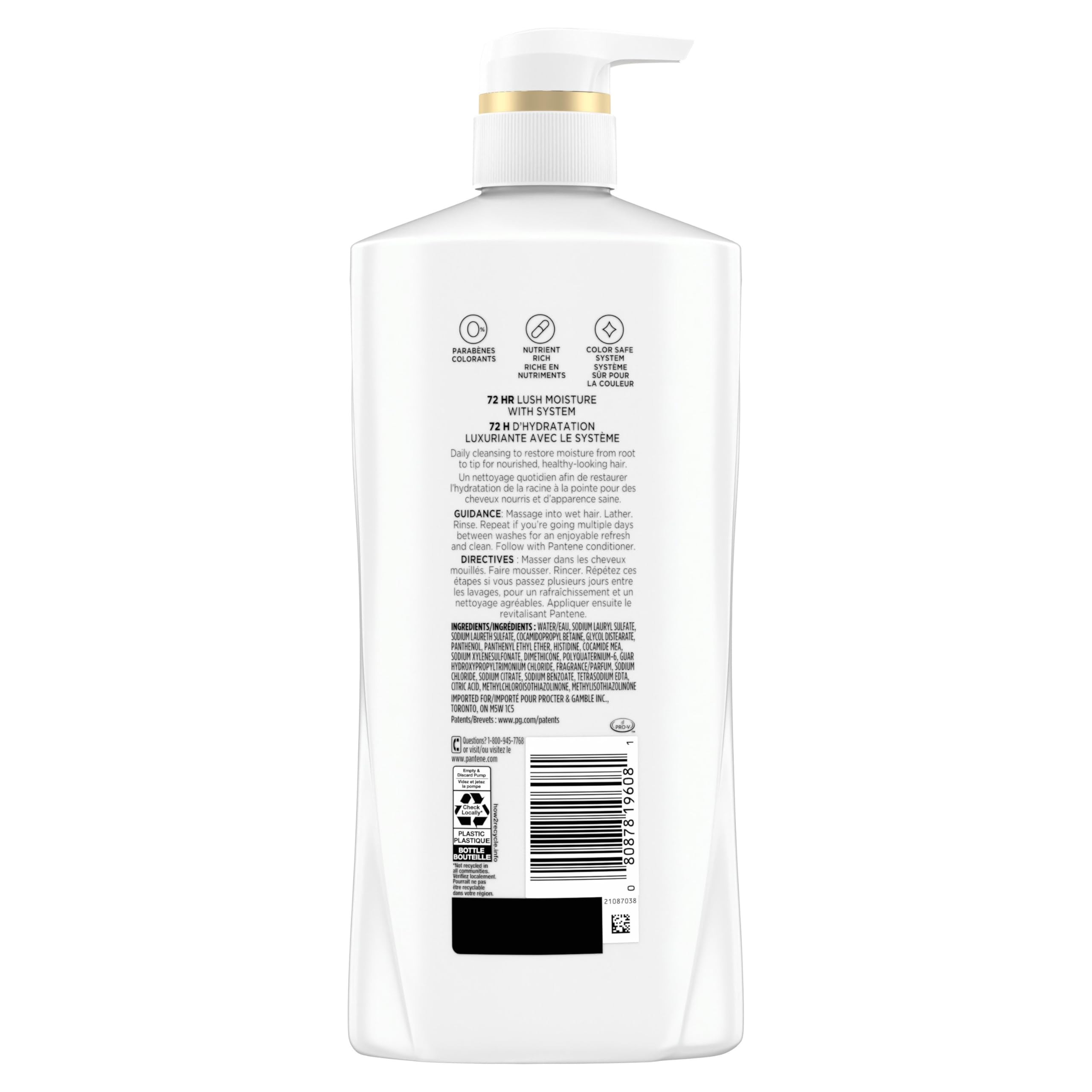 Size comparison of Pantene 27.7 oz bottle beside common household item to show scale