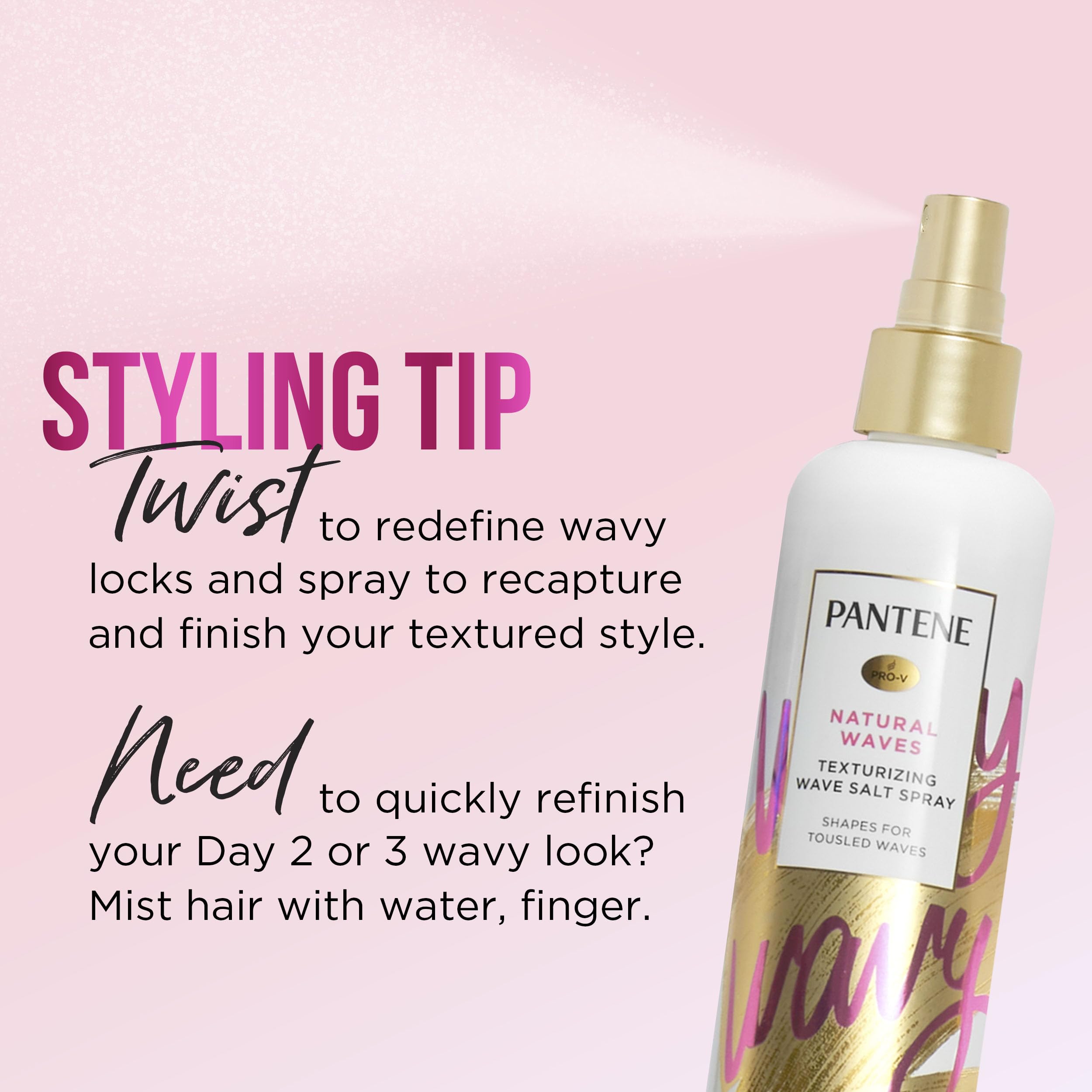 Pantene can held in hand to show scale and travel-friendly convenience