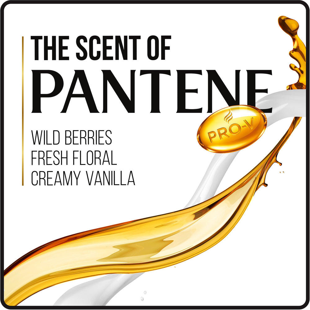 Pantene next to common objects demonstrating 20.1 fl oz size scale
