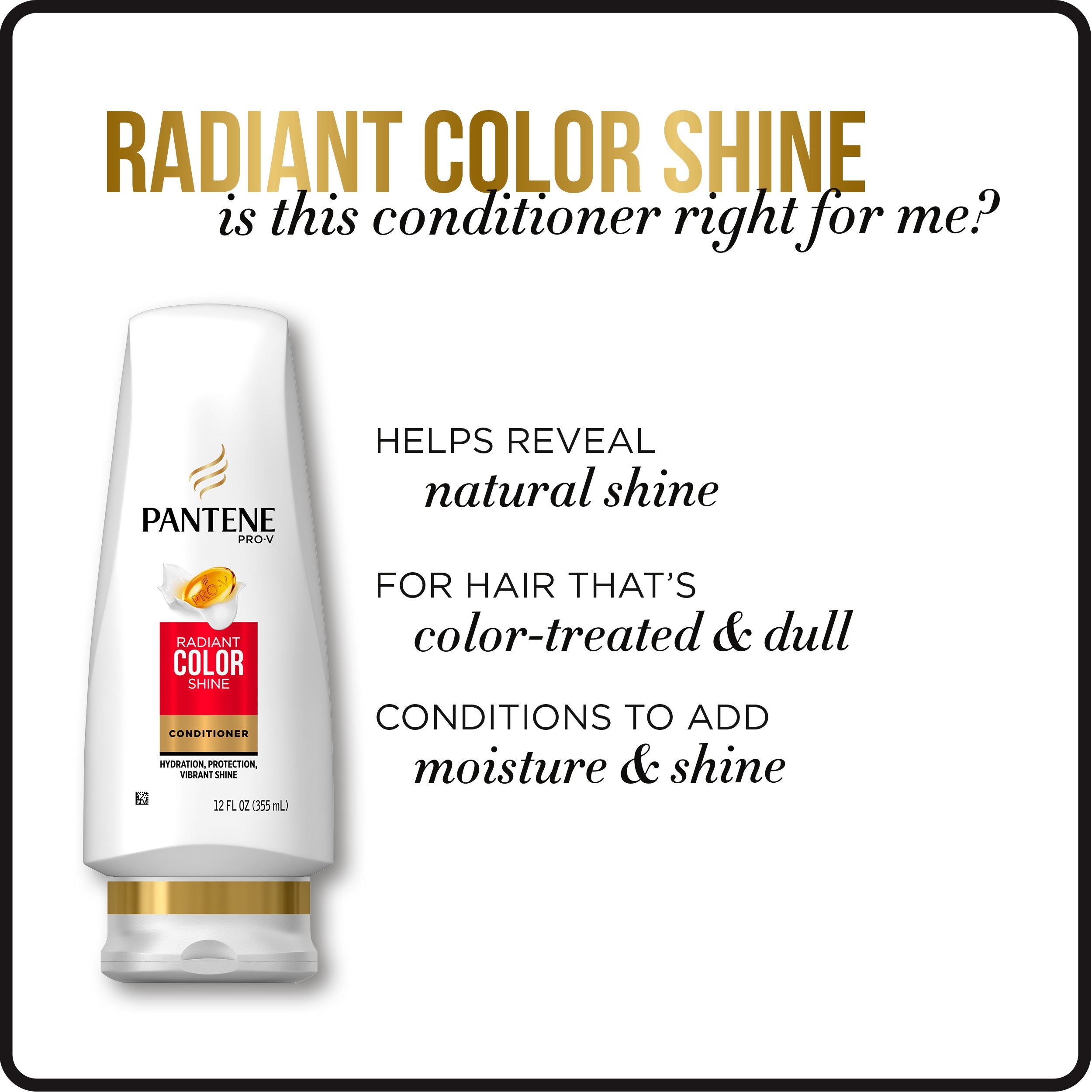 Pantene size scale beside ruler showing bottle volumes and travel-friendly sizing benefit