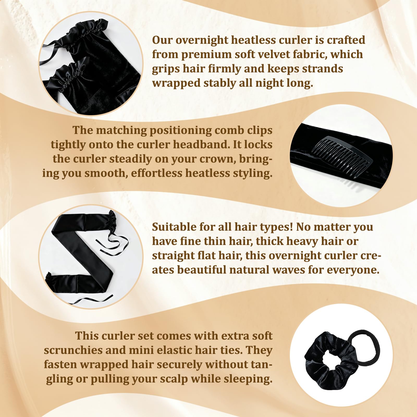 Panykoo velvet band close-up showing soft fabric that prevents frizz
