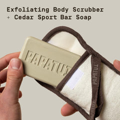 PAPATUI exfoliating scrubber texture closeup showing grit for effective exfoliation