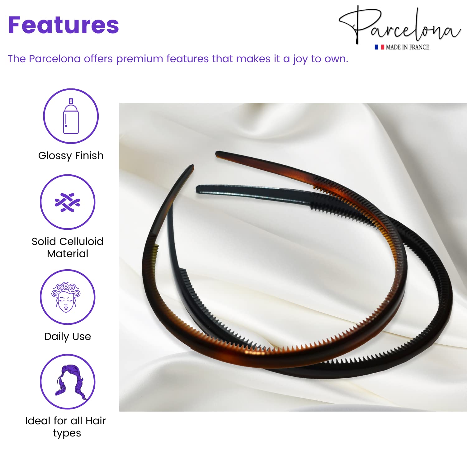 Parcelona close-up acetate texture highlighting durable smooth finish and shine
