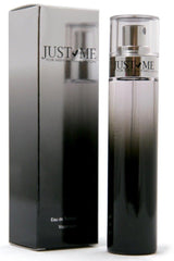 Paris Hilton Just Me men black bottle front showing sleek design and modern appeal