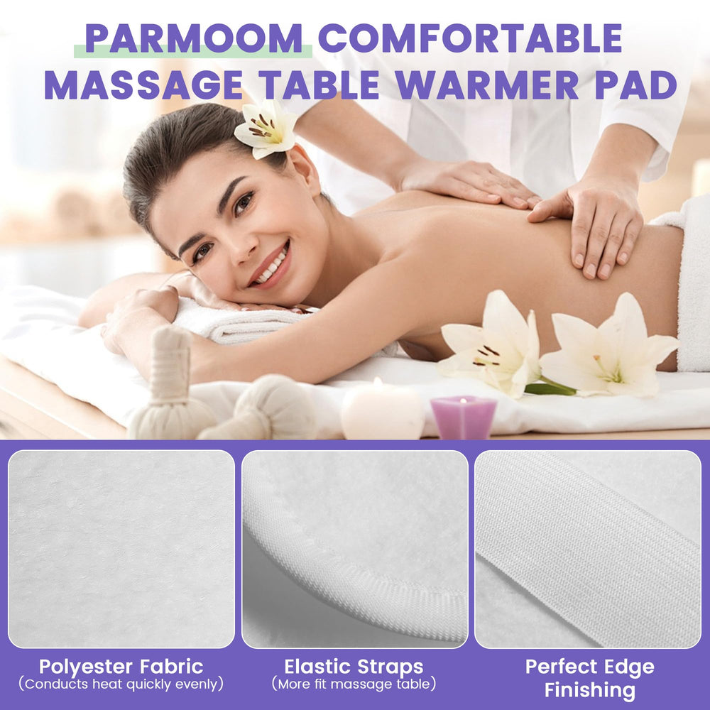 PARMOOM full-length heating pad laid on massage table providing uniform warm surface