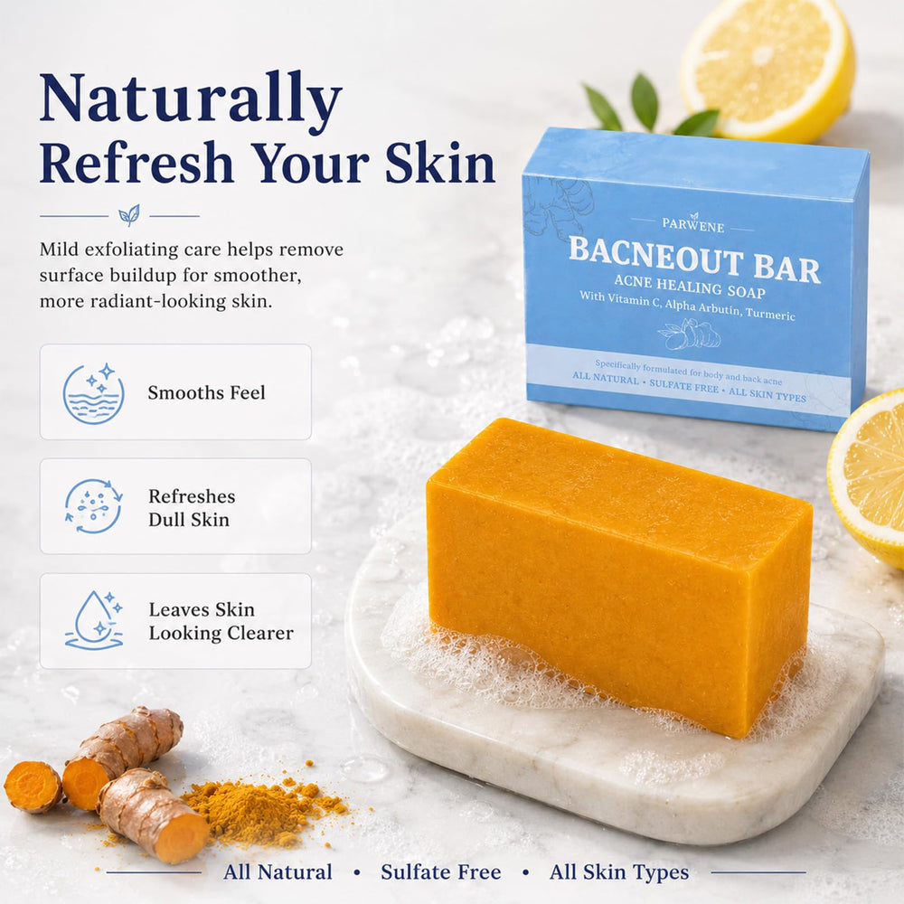 PARWENE BacneOut being used in shower to cleanse back and shoulders